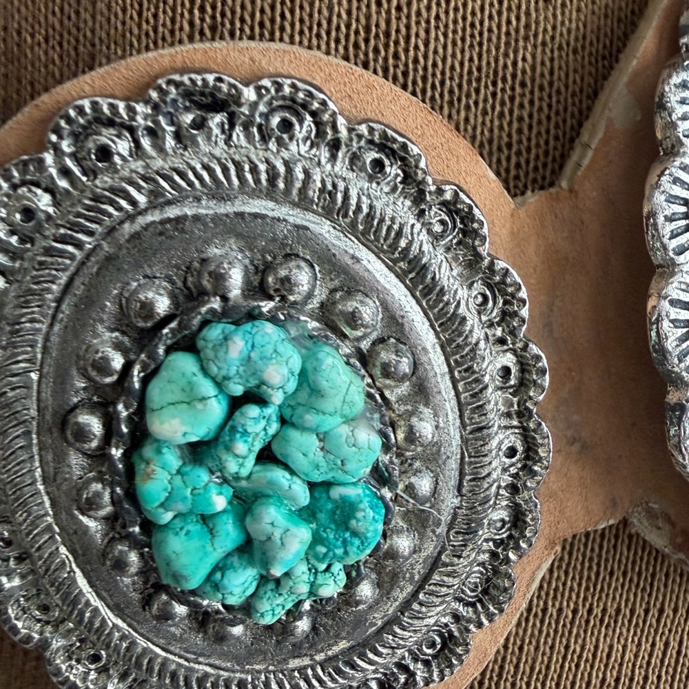 Leatherock Turquoise and Silver Concho Belt - Picture 4 of 8
